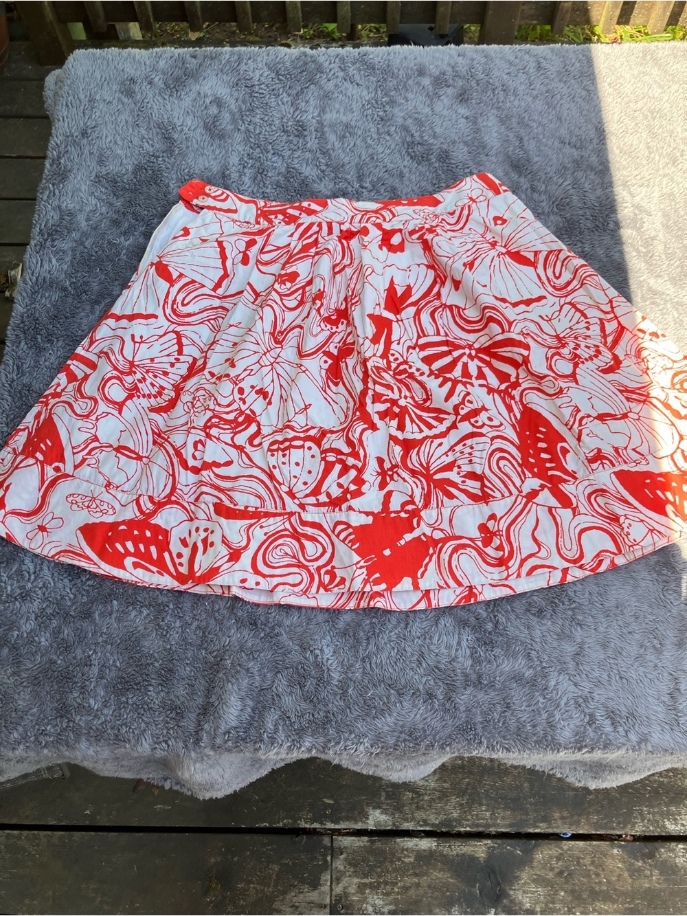 Anthropologie - Fei Skirt Orange Cream Pockets Size 10